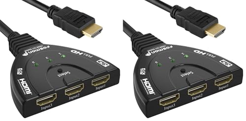 Fosmon 4K HDMI Switch, 3 Port HDMI Switcher with Pigtail Cable, Supports 30Hz, HDCP, Ultra HD for HDTV, PS5, Xbox, Fire Stick (Pack of 2) - size: 4k@30Hz (Pack of 2)