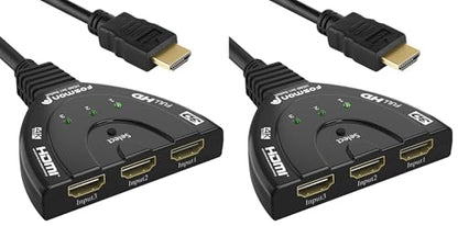 Fosmon 4K HDMI Switch, 3 Port HDMI Switcher with Pigtail Cable, Supports 30Hz, HDCP, Ultra HD for HDTV, PS5, Xbox, Fire Stick (Pack of 2) - size: 4k@30Hz (Pack of 2)