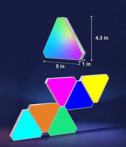 Triangle Light Panels, RGB Gaming Lights for Gaming Setup, DIY Triangle LED Wall Lights with 6 Connection Ports, APP and Remote Controlled, Music Sync for Gaming Room Bedroom Streaming, 10 Pack - color: 10 Panels
