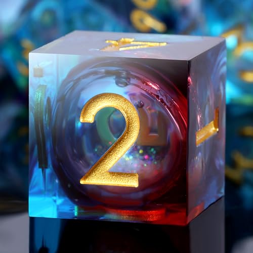 Gitter Liquid Resin Sharp Dungeons and Dragons Dice,DNDND 7PCS DND Dice with Gift Case for Tabletop Game (Liquid Blue and Red) - color: Liquid Blue and Red