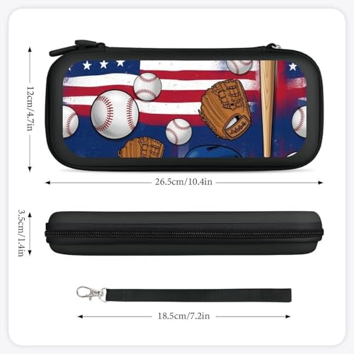 PPIKTC Game Console Storage Bag Compatible with Nintendo Switch, Baseball American Flag Hard Shell Shockproof Travel Carrying Pouch with 15 Game Cartridges - color: Design (201)