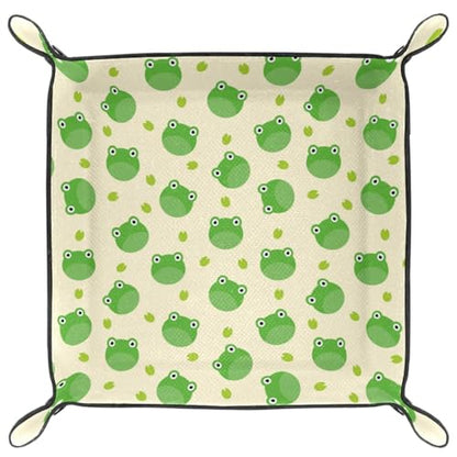 Frog Pattern Dice Tray PU Leather Dice Rolling Tray Folding Dice Holder for Dice Games, Like RPG, DND and Other Table Games - color: Multi 3