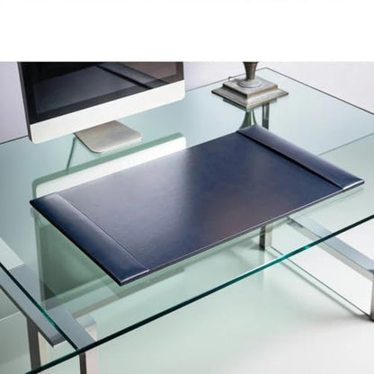 Dacasso Bonded Pad with Side Rails Luxury Leather Desk Blotter for Writing, 30 x 18 (Navy Blue) - color: Navy Blue
