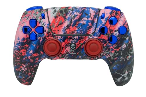 Custom Controllerzz Custom Wireless Controller Compatible with PS5 - Multiple Designs Available (Glacier Burn & Blue Chrome) - color: Glacier Burn & Blue Chrome