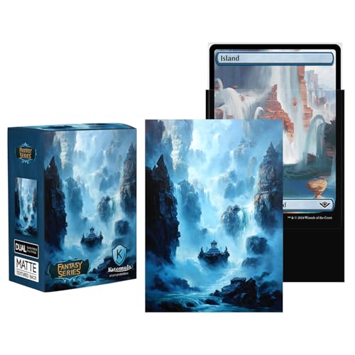 Katomula 100 Card Sleeves for MTG with 100 Inner Sleeve, Textured Back Art Sleeves, Fit Standard Size Cards - Island - color: Island