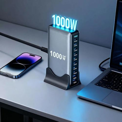 1000W USB C Fast Charger Block, 10 Ports GaN IV Pro USB Chagring Station, 140W PD QC HUB for Multiple Devices, Laptop Adapter Compatible with MacBook Pro/Air iPad iPhone Pro Max, Galaxy, Dell, HP - size: 1000W-8C2A