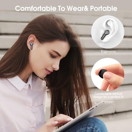 Wireless Earbuds, Bluetooth 5.4 Headphones HiFi Stereo, Bluetooth Earbuds with ENC Noise Cancelling Mic, IP7 Waterproof in Ear Earphones, 48H, LED Display Ear buds for Pad Workout Sports, Black - color: Black