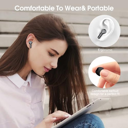 Wireless Earbuds, Bluetooth 5.4 Headphones HiFi Stereo, Bluetooth Earbuds with ENC Noise Cancelling Mic, IP7 Waterproof in Ear Earphones, 48H, LED Display Ear buds for Pad Workout Sports, Black - color: Black