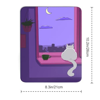 Cute White Cat Square Mouse Pad,Anime Cats Mouse Pads for Wireless Mouse Desk Accessories,10"X8" Travel Mousepad with Non-Slip Rubber Base, Stitched Edge Mouse Pads for Desk,Computers,Laptop,Office - color: S-13