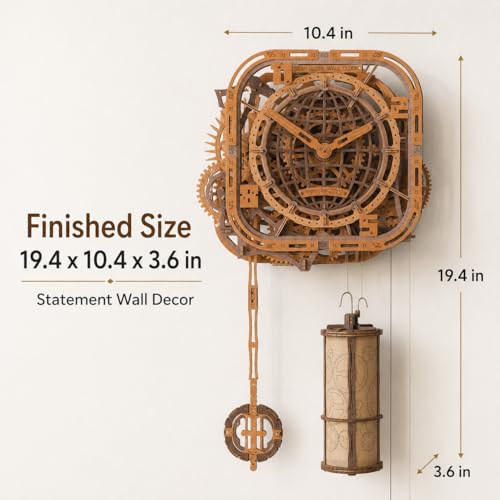 WOODEN.CITY 3D Wooden Puzzle – Gear Globe Wall Clock | Wooden Clock Puzzle Model Building Kit for Adults | 369 Pieces | Mechanical 3D Puzzle Clock | No Glue Required | Made in EU - color: Globe Wall Clock