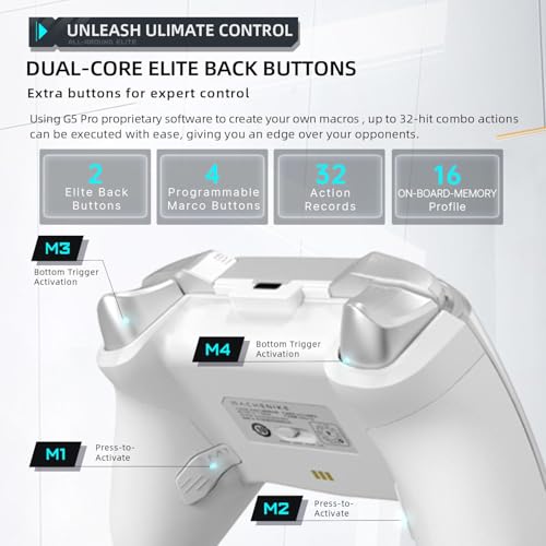 Machenike G5Pro Wireless Gaming Controller for Windows PC,Switch,IOS,Android,PC Controller Hall Effect Joystick/Triggers/Gyroscope,RGB Lights,Frost White - color: Frost White