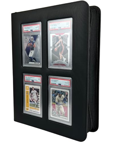 Premium Card Slab Binder – Black Zip Binder for PSA, CGC, CSG, One Touch Slabs - 360° Protection | Trading Card Storage Case (with Display Window) - style: With Display Window