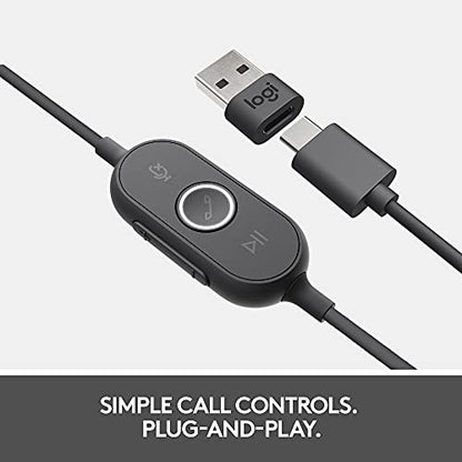 Logitech Zone 750 Wired On-Ear Headset Noise Canceling Microphone | On-ear fit, advanced microphone, included adapter, plug-and-play compatibility for all devices - size: One Size
