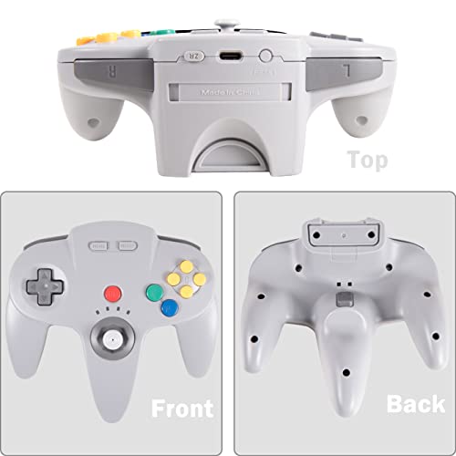 2 Pack Wireless N64 Controller for Switch 1 & 2, N64 Console, Black/Gray | (Built-in Vibration) (Rechargeable) (3D Analog Stick), 2.4 GHz USB & N64 Receiver Made for Switch Online, Windows PC, macOS - color: Black/Gray