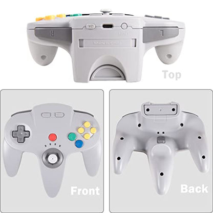 2 Pack Wireless N64 Controller for Switch 1 & 2, N64 Console, Black/Gray | (Built-in Vibration) (Rechargeable) (3D Analog Stick), 2.4 GHz USB & N64 Receiver Made for Switch Online, Windows PC, macOS - color: Black/Gray