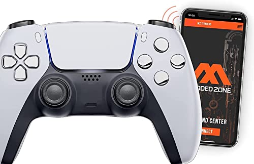 White/Chrome Custom Rapid Fire, Anti Recoil, Macros MODDED Controller for PS5 & PC - Unique Smart Mods for ps5 controller controlled by the APP. Best for FPS Games. Enhanced Gaming Experience - color: White/Chrome