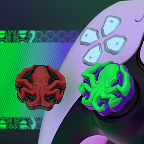 PlayVital Halloween Thumb Grip Caps for Nintendo Switch 2 Pro, Switch Pro Controller, Joystick Caps Cover for ps5, Edge, ps4, Xbox Series X/S, Xbox One, Elite Series 2 Controller - Cthulhu The Octopus - color: Cthulhu The Octopus