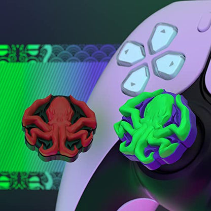 PlayVital Halloween Thumb Grip Caps for Nintendo Switch 2 Pro, Switch Pro Controller, Joystick Caps Cover for ps5, Edge, ps4, Xbox Series X/S, Xbox One, Elite Series 2 Controller - Cthulhu The Octopus - color: Cthulhu The Octopus