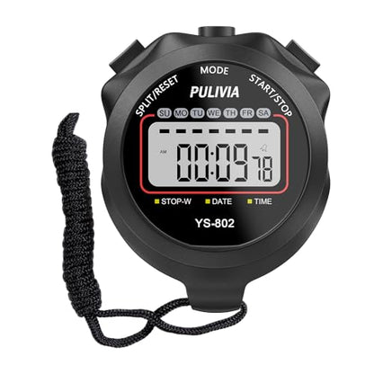 Stopwatch Timer, Digital Stop-Watch for Sports, Black | Multi-function Stopwatch with Single Split/Lap Timing, Button Beep Alarm Clock, Ideal for Coaches Kids PE-teacher - color: Black