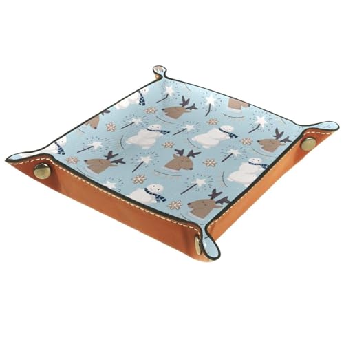 Snowman Deers Dice Tray PU Leather Dice Rolling Tray Folding Dice Holder for Dice Games, Like RPG, DND and Other Table Games - color: Multi 7