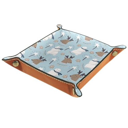 Snowman Deers Dice Tray PU Leather Dice Rolling Tray Folding Dice Holder for Dice Games, Like RPG, DND and Other Table Games - color: Multi 7