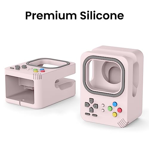 Delidigi Charger Stand Compatible with Apple Watch Ultra 3 2 1, SE 3 2 1, Series 11 10 9 8 7 6 5 4 3 2 1 (49mm, 45mm, 44mm, 42mm, 41mm, 40mm, 38mm) Silicone Charging Holder Dock - color: Pink