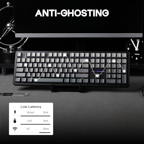 EPOMAKER Aula F108 Wireless Gaming Keyboard, Full Size Mechanical Keyboard with 4000mAh Battery, 108 Hot-Swappable and Programmable Keys, RGB Backlight, for Mac/PC/Android (Black Gradient) - color: Black Gradient