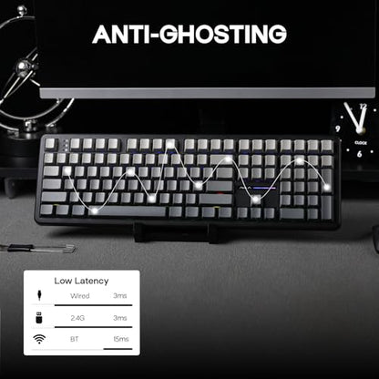 EPOMAKER Aula F108 Wireless Gaming Keyboard, Full Size Mechanical Keyboard with 4000mAh Battery, 108 Hot-Swappable and Programmable Keys, RGB Backlight, for Mac/PC/Android (Black Gradient) - color: Black Gradient