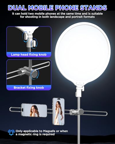 LED Ring Light with Stand 150cm, Professional 6000K Full-Screen Big Ring Lighting with Phone Holder, Selfie Lights for Studio Video Photography, TikTok, YouTube, Live Stream - color: Upgrade-Silver