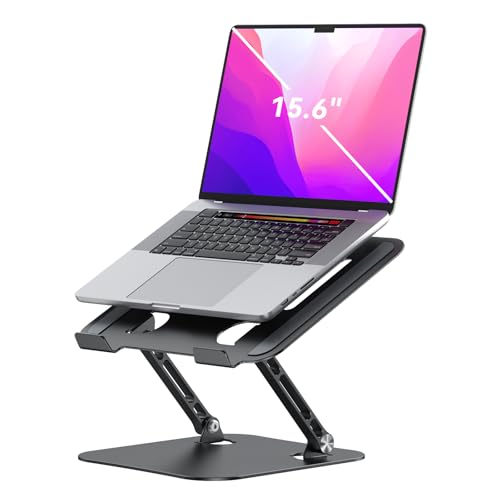 K&ZZ Adjustable Laptop Stand, Portable Laptop Riser, Foldable Aluminum Laptop Stand for Desk, Ergonomic Computer Notebook Holder for 10-17.3'' Laptops, Office Desk Accessories - color: 03-Black