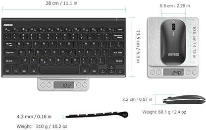 Arteck Bluetooth Keyboard and Mouse Combo Ultra Compact Slim Stainless Full Size Keyboard and Ergonomic Mice for Computer/Desktop/PC/Laptop/Surface and Windows 10/8/7 Built in Rechargeable Battery