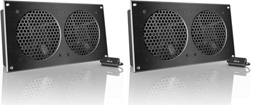 AC Infinity AIRPLATE S7, Quiet Cooling Fan System 12" with Speed Control, for Home Theater AV Cabinets (Pack of 2) - size: Dual 120 (Pack of 2)