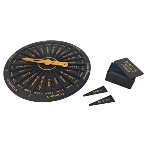 DND Time Tracker and Event Clock for TTRPG - Manual 24-Hour Day/Night Cycle & Spell Duration Tracker - Essential Dungeon Master Tool for DND, MTG, Tabletop Games - Unique Gamer Gift