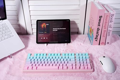 ZORNHER ZH980 Mechanical Keyboard,95% Pink & Blue Creamy Keyboard with Number Pad,Gaming Keyboard Full Size,Shine Through PBT Keycaps,Creamy Sounding Linear Switches - color: Pink & Blue Grandient, size: Creamy Switch
