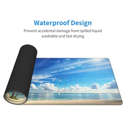 Beach Mouse Pad XL Large Mousepad Non Slip Rubber Base Desk Mat for Laptop Computer Gaming 31.5" X 12" - color: Beach