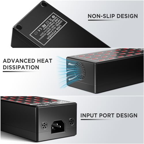24-Port 100 watt (20 A) Charging Station for Multiple Devices, Phone Charging Station with Rapid Charging, Multiple USB Charger Station for Hotels, Schools, Shops, Shopping Malls and Travel