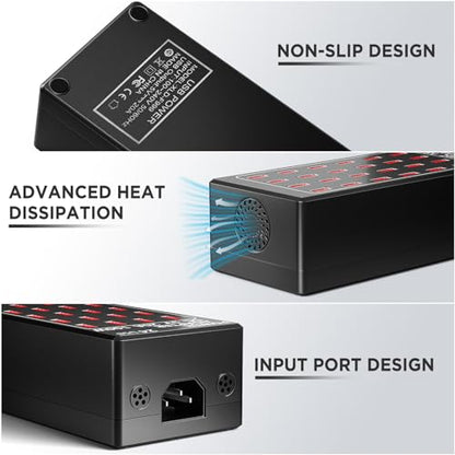 24-Port 100 watt (20 A) Charging Station for Multiple Devices, Phone Charging Station with Rapid Charging, Multiple USB Charger Station for Hotels, Schools, Shops, Shopping Malls and Travel