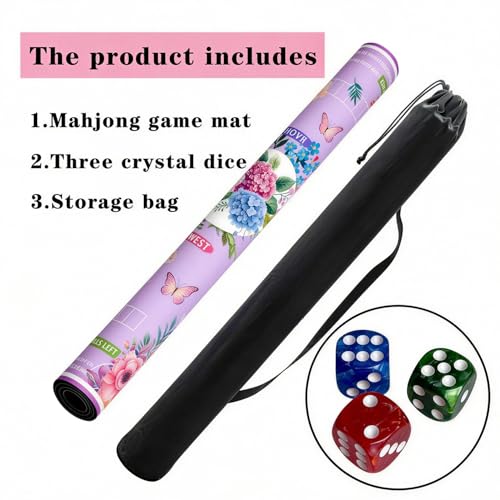 Mahjong mat for Table/31.5lnch/American Mahjong Table Cloth with Rules mats with Drawstring Bag,Noise ReductionAnti-Slip Game mat for Table,for Mahiona/PokerBoard Games/Card Games (Light purple) - color: Light Purple