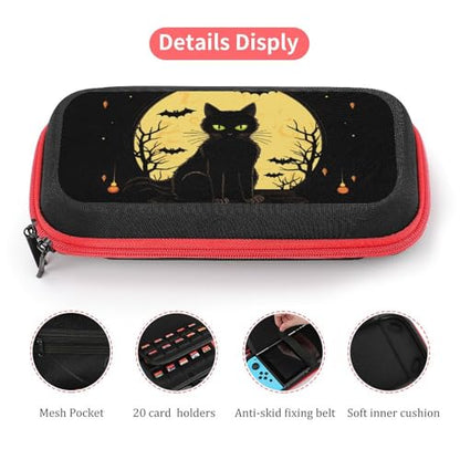 AoHanan Switch Carrying Case Halloween Black Cat Pumpkin Switch Game Case with 20 Games Cartridges Hard Shell Travel Protection Storage for Console & Accessories - color: Halloween Black Cat Pumpkin