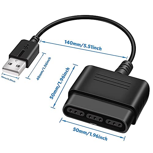 PS2 Controller to USB Adapter Converter, 2 Pack Compatible with PS1/PS2 Controller Gamepad to PS3/PC Controller No Need Driver