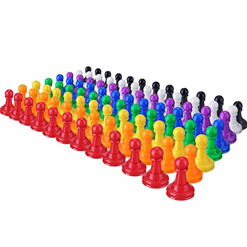 Hestya 96 Pcs Board Game Pawns 8 Colors Plastic Pawn Pieces 1 Inch for Board Games Replacement Classroom Token Markers DIY Game Tabletop RPG Arts Crafts