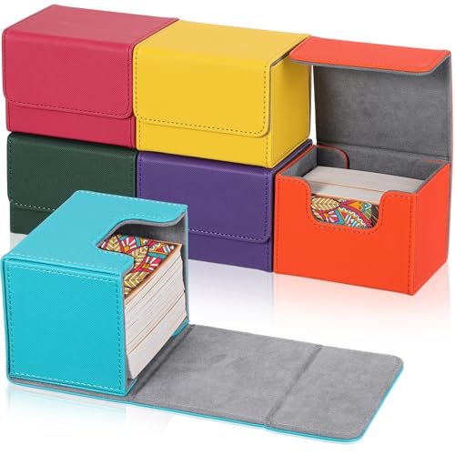 Yookeer 6 Pack Leather Deck Cases 100+ Card Deck Game Box Magnetic Playing Card Storage Box for 100 Plus Cards Compatible with Tcg(Pink,Orange,Blue,Yellow,Green,Purple,Horizontal) - color: Pink,Orange,Blue,Yellow,Green,Purple, style: Horizontal