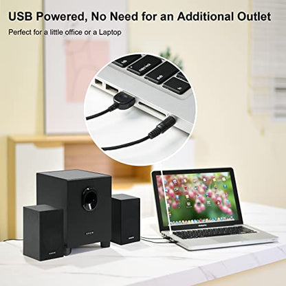OR O R O W OROW S211 New USB-Powered 2.1 Multimedia Speakers System with Subwoofer,16W Computer Speakers,Strong Bass,3.5mm Audio Inputs,Great for PC/PS4/TV (Wooden)