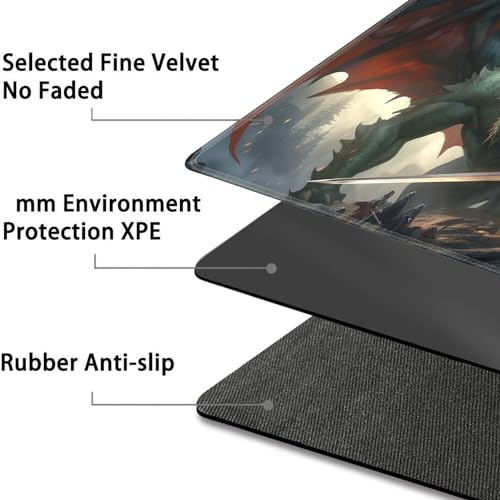JVGFYNKL MTG Playmat + Drawstring Travel Pouch + 6 Dice Counter, for Tabletop Trading Card Game Playmats or Large Mouse Pad, Anti-Slip Rubber 24 x 14 in, Dragon's Sin of Wrath TCG Playmat - color: JV-Playmat-1-F-152
