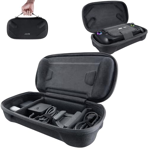 JSAUX Carrying Case for ROG Xbox Ally/Ally X, Dual-Layer Storage, BG0136 | Protective Hard Shell, Charger & Accessory Space, Felt Exterior, Soft Lining, Joystick Protection, SD/micro SD Card Slots - color: Black_Large Capacity