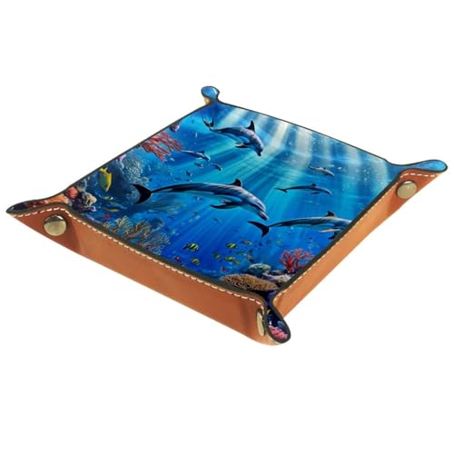 Underwater Dolphins Dice Tray Dice Rolling Tray Folding Dice Holder for Dice Games, Like RPG, DND and Other Table Games - color: Multi 10