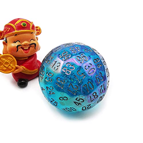 Bescon Dazzling Blue 100 Sided Dice, Game Dice D100, Polyhedral Solid 100 Sides Dice 45MM in Diameter (1.8inch) - color: Dazzling Blue D100