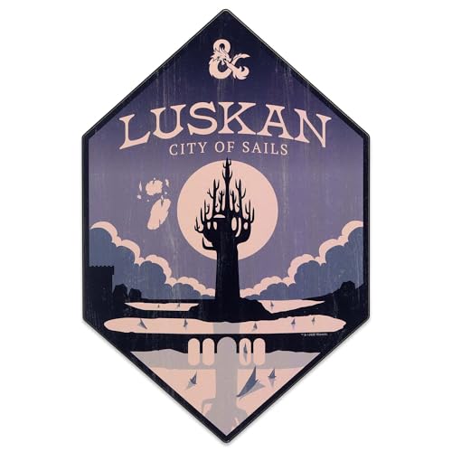 Hasbro Dungeons and Dragons Luskan City Wood Wall Decor | Fantasy Luskan Sign for Game Room or Office - color: Purple