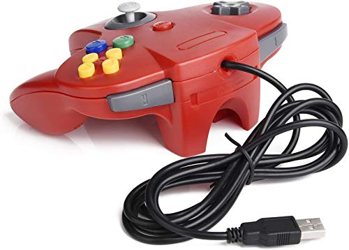 2 Pack Classic N64 Controller, miadore N64 Wired USB PC Game pad Joystick, N64 Bit USB Wired Game Stick Joy pad Controller for Windows PC MAC Linux Raspberry Pi 3 Sega Genesis (Gray/Red) - color: Gray/Red