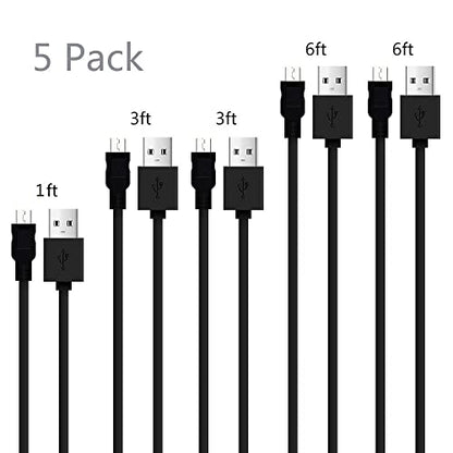Micro USB Cable, 5 Pack [6FT, 6FT, 3FT, 3FT, 1FT], Fast Charging Cable, High Speed Data Transfer Cable, Android Phone Cable for Samsung Galaxy S7 Edge S6 S5 and More, Trustable - size: 5Pack Mix